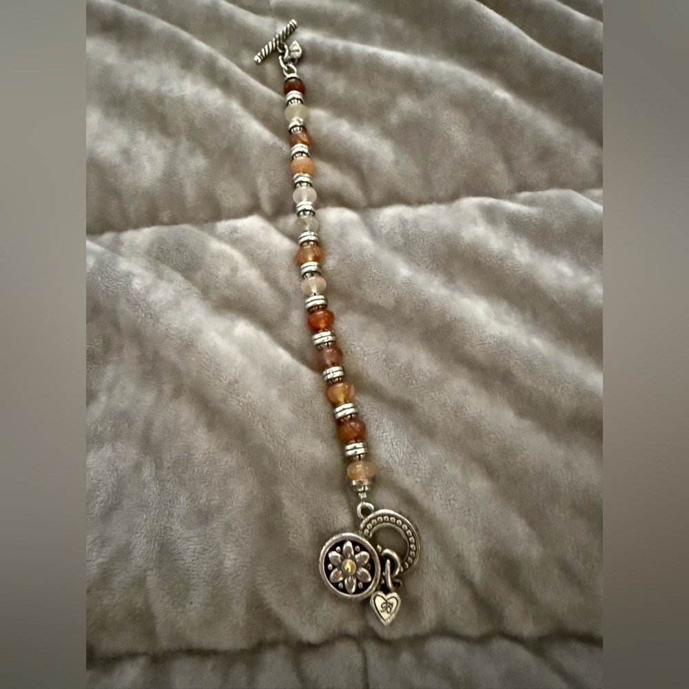 Brighton Silver and Brown Charm Bracelet with Ornate Design